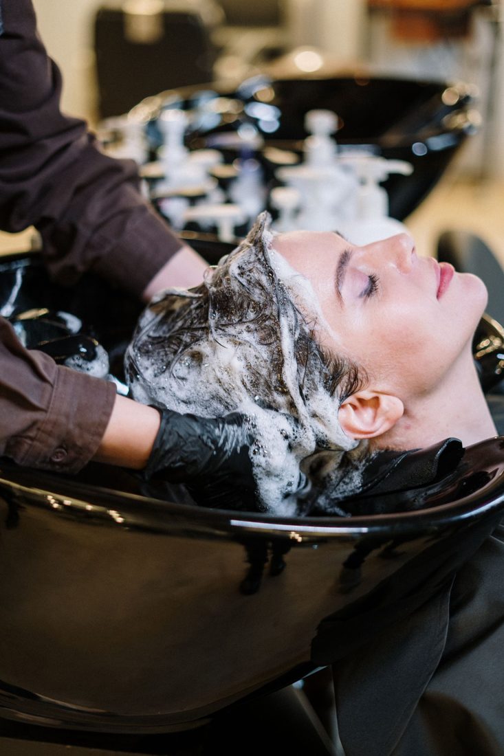Hair spa wash at the basin