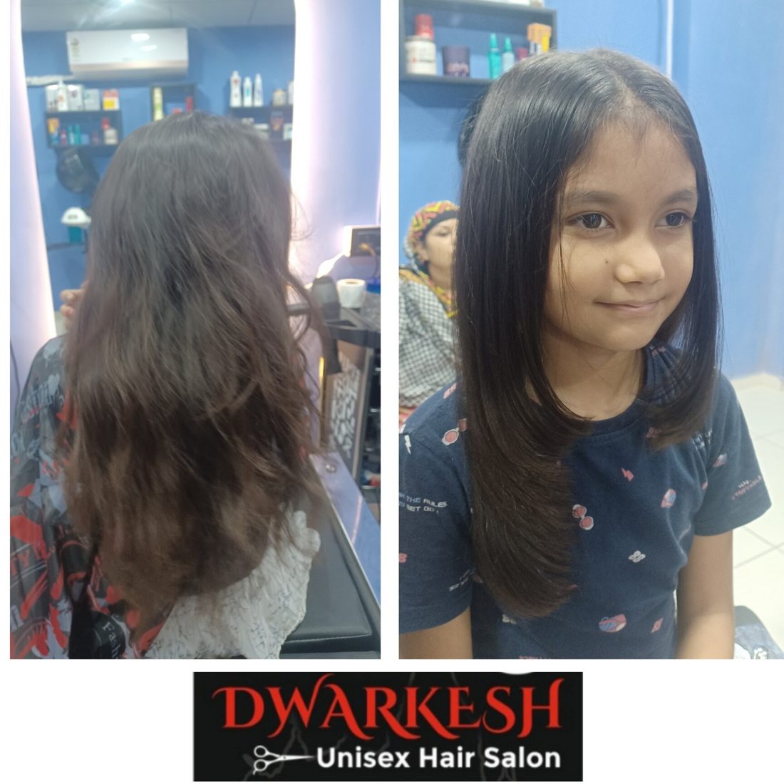 Frizz to sleek straight transformation